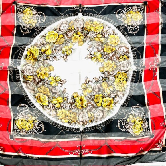 #49 Vintage Embassador Roberta ,  100% silk satin & chiffon, red black ivery(49 - Picture 6 of 9